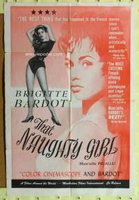 k190 THAT NAUGHTY GIRL one-sheet movie poster '56 sexy Brigitte Bardot!
