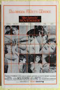 k189 THAT SPLENDID NOVEMBER int'l one-sheet movie poster '69 Lollobrigida