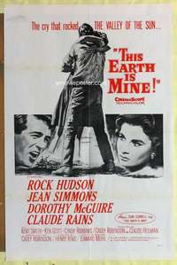 k179 THIS EARTH IS MINE military one-sheet movie poster '59 Rock Hudson