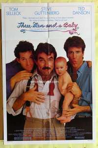 k168 THREE MEN & A BABY one-sheet movie poster '87 Tom Selleck, Ted Danson