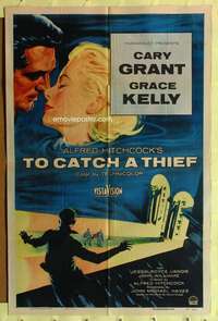 k162 TO CATCH A THIEF one-sheet movie poster '55 Kelly, Grant, Hitchcock