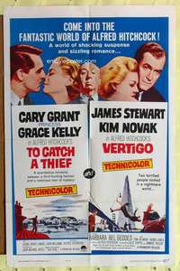 k160 TO CATCH A THIEF/VERTIGO one-sheet movie poster '63 Alfred Hitchcock