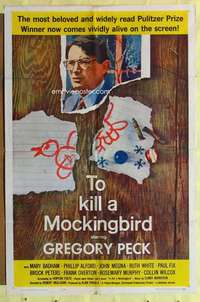 k158 TO KILL A MOCKINGBIRD one-sheet movie poster '63 Gregory Peck classic!