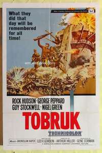 k155 TOBRUK one-sheet movie poster '67 Rock Hudson, George Peppard, WWII