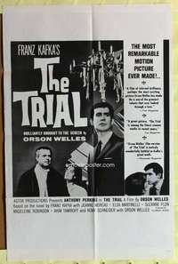 k128 TRIAL one-sheet movie poster '63 Anthony Perkins, Orson Welles
