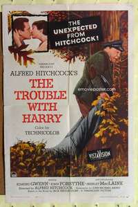 k122 TROUBLE WITH HARRY one-sheet movie poster '55 Al Hitchcock, MacLaine