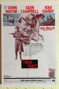 k117 TRUE GRIT one-sheet movie poster '69 John Wayne, Kim Darby, Duvall