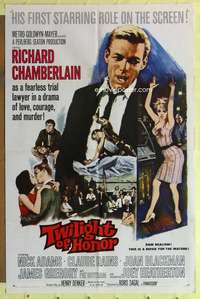k114 TWILIGHT OF HONOR one-sheet movie poster '63 Richard Chamberlain