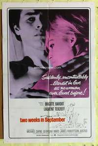 k103 TWO WEEKS IN SEPTEMBER one-sheet movie poster '67 Brigitte Bardot