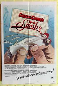 k090 UP IN SMOKE style B one-sheet movie poster '78 Cheech & Chong, revised!