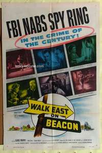 k075 WALK EAST ON BEACON one-sheet movie poster '52 by J. Edgar Hoover!