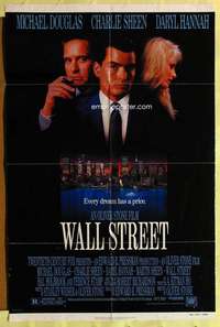 k070 WALL STREET one-sheet movie poster '87 Michael Douglas, Sheen, Hannah