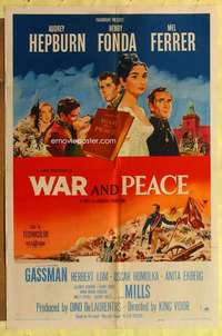 k068 WAR & PEACE one-sheet movie poster '56 Audrey Hepburn, Fonda