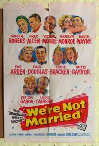 k055 WE'RE NOT MARRIED one-sheet movie poster '52 Marilyn Monroe, Rogers