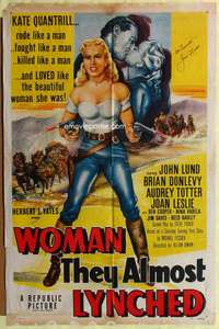k038 WOMAN THEY ALMOST LYNCHED signed one-sheet movie poster '53 Joan Leslie