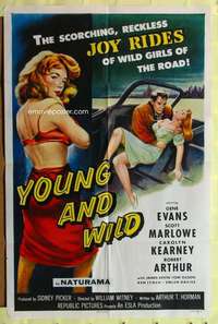 k020 YOUNG & WILD one-sheet movie poster '58 super sexy bad girl!