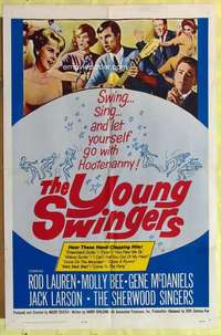 k012 YOUNG SWINGERS one-sheet movie poster '63 Rod Lauren, Hootenanny!