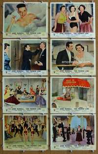 m084 FRENCH LINE 8 English Front of House lobby cards '54 sexy Jane Russell!