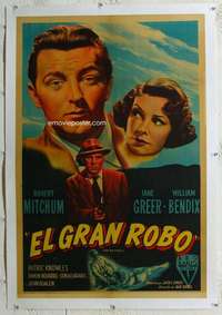 n285 BIG STEAL linen Argentinean movie poster '49 Robert Mitchum