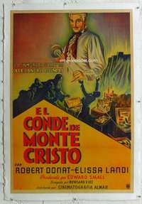 n288 COUNT OF MONTE CRISTO linen Argentinean movie poster '34