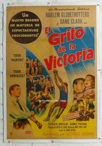 n291 GO MAN GO linen Argentinean movie poster '54 Globetrotters!