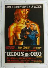 n292 GOLDFINGER linen Argentinean movie poster '64 Connery as Bond!