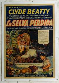 n298 LOST JUNGLE linen Argentinean movie poster '34 Clyde Beatty