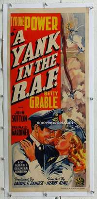 n103 YANK IN THE RAF linen Australian daybill movie poster '41 Power, Grable