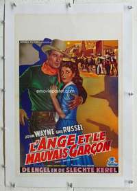 n111 ANGEL & THE BADMAN linen Belgian movie poster '50s John Wayne