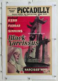 n112 BLACK NARCISSUS linen Belgian movie poster R50s Deborah Kerr, Sabu
