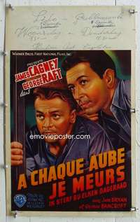 n106 EACH DAWN I DIE linen Belgian 11x17 movie poster '40s Cagney, Raft