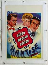 n116 GASLIGHT linen Belgian movie poster R50s Ingrid Bergman, Boyer