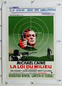 n117 GET CARTER linen Belgian movie poster '71 Michael Caine, Ekland