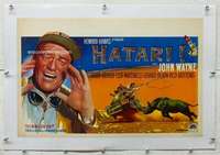 n119 HATARI linen Belgian movie poster '62 John Wayne, Hawks, Africa!