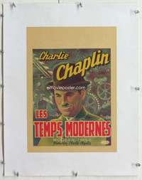 n123 MODERN TIMES linen Belgian movie poster '36 Charlie Chaplin