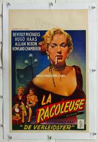 n124 PICKUP linen Belgian movie poster '51 bad girl Beverly Michaels!