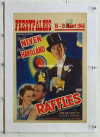 n108 RAFFLES linen Belgian 11x16 movie poster '46 Niven, Havilland