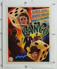 n131 THIRD TIME LUCKY linen Belgian movie poster '48 cool dice image!