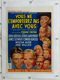 n133 YOU CAN'T TAKE IT WITH YOU linen Belgian movie poster R50s Capra
