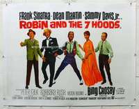 n089 ROBIN & THE 7 HOODS linen British quad movie poster '64 Sinatra, the Rat Pack!