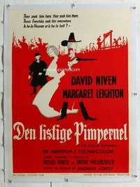 n161 ELUSIVE PIMPERNEL linen Danish movie poster '50 Michael Powell