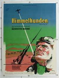 n165 REACH FOR THE SKY linen Danish movie poster '57 Stilling WWII art!