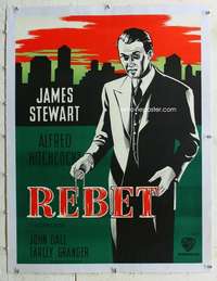 n166 ROPE linen Danish movie poster '48 James Stewart, Alfred Hitchcock