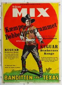n169 TEXAS BAD MAN linen Danish movie poster '32 artwork of Tom Mix!