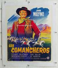 n190 COMANCHEROS linen French 18x22 movie poster '61 big John Wayne!