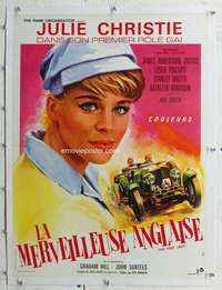 n199 FAST LADY linen French 23x31 movie poster '62 Julie Christie,cars!