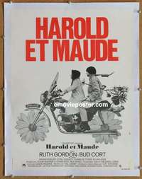 n193 HAROLD & MAUDE linen French 16X21 movie poster '71 Ruth Gordon, Cort