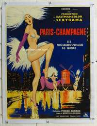 n206 PARIS-CHAMPAGNE linen French 23x31 movie poster '60s sexy dancers!
