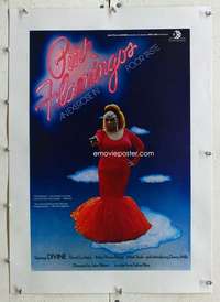 n197 PINK FLAMINGOS linen French 15x22 movie poster '72 Waters, Divine!