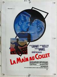 n198 TO CATCH A THIEF linen French 15x22 movie poster R70s Hitchcock